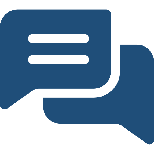 Two overlapping blue speech bubbles icon.