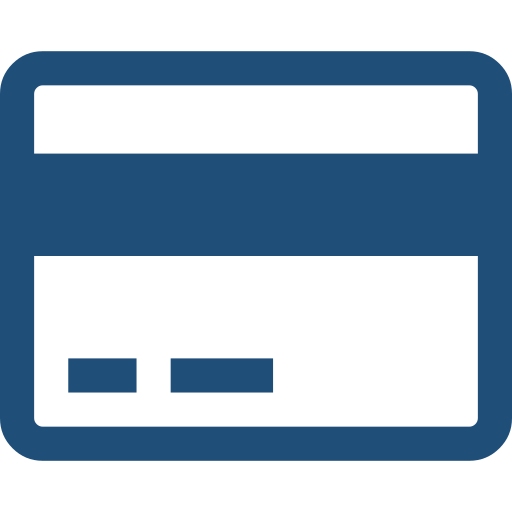 Icon of a credit card with a horizontal stripe and two rectangles