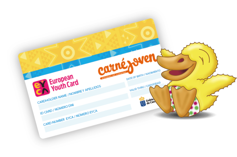 European Youth Card with cartoon duck on right.